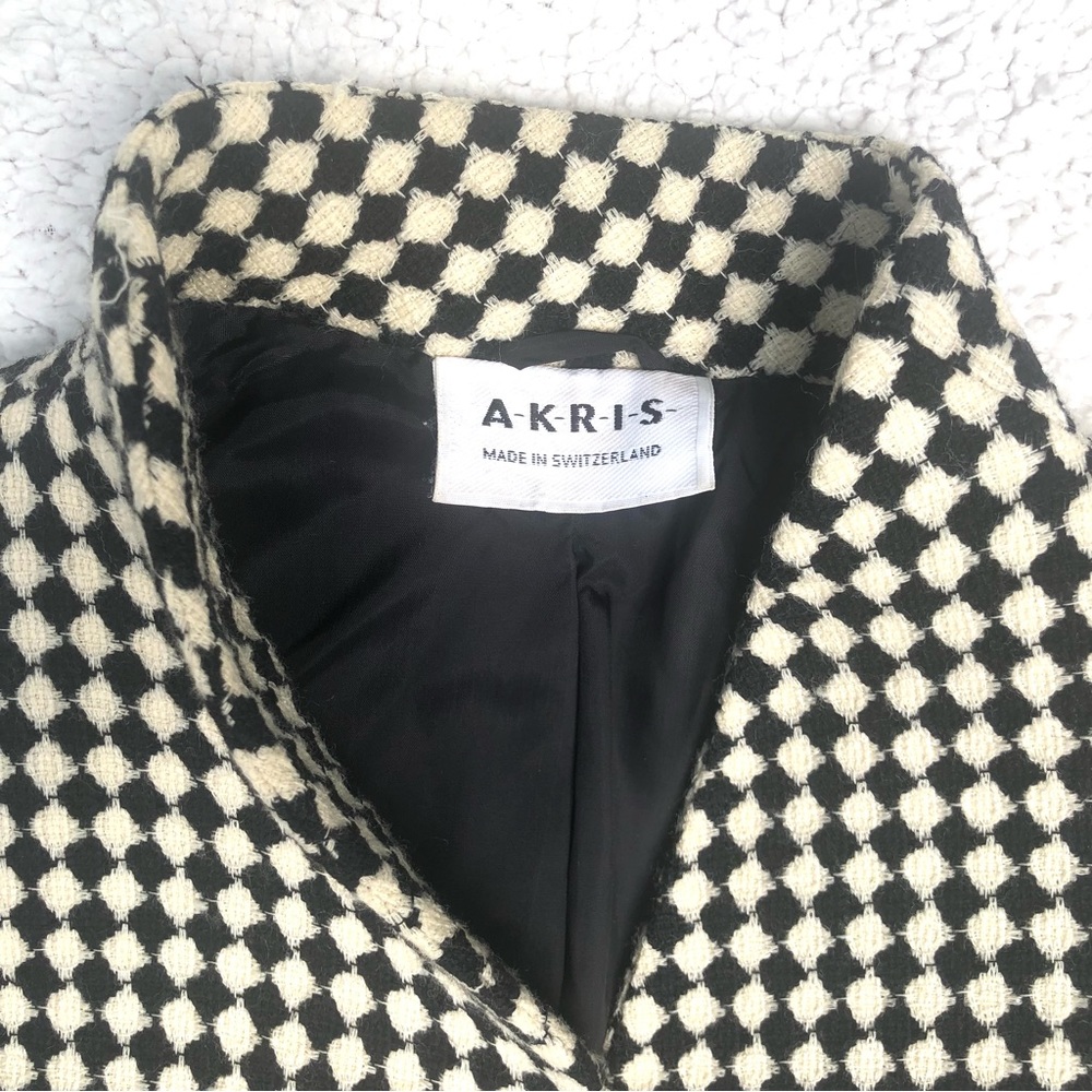 Akris blazer houndstooth check cream & black jacket women’s size 8 hourglass - Picture 7 of 15